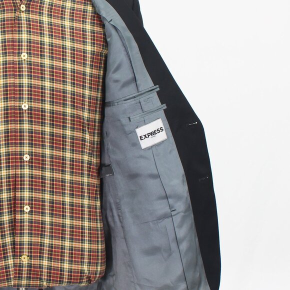 Express 40R Black Blazer Sport Coat Jacket 2-Button Solid T898 - Picture 9 of 11